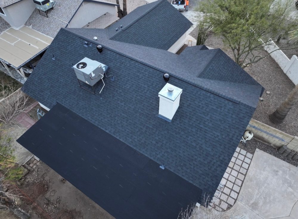 New asphalt shingle roof close-up