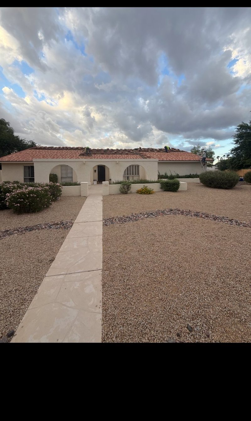 Spanish tile roof aerial view